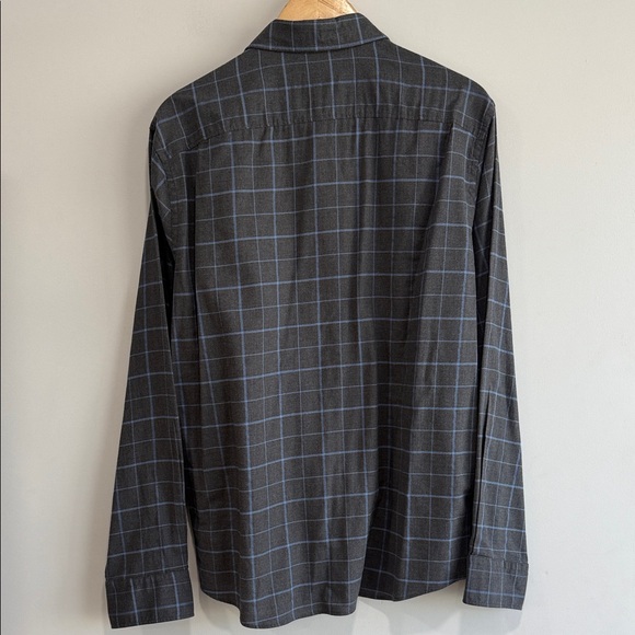 Faherty Men's Charcoal and Blue Windowpane Long Sleeve Button Shirt Size L - Picture 3 of 8